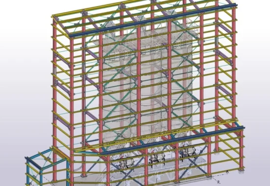 Paketleme binası çelik taşıyıcı sisteminin 3D statik modeli – 18 m yükseklik, Karesi / Balıkesir